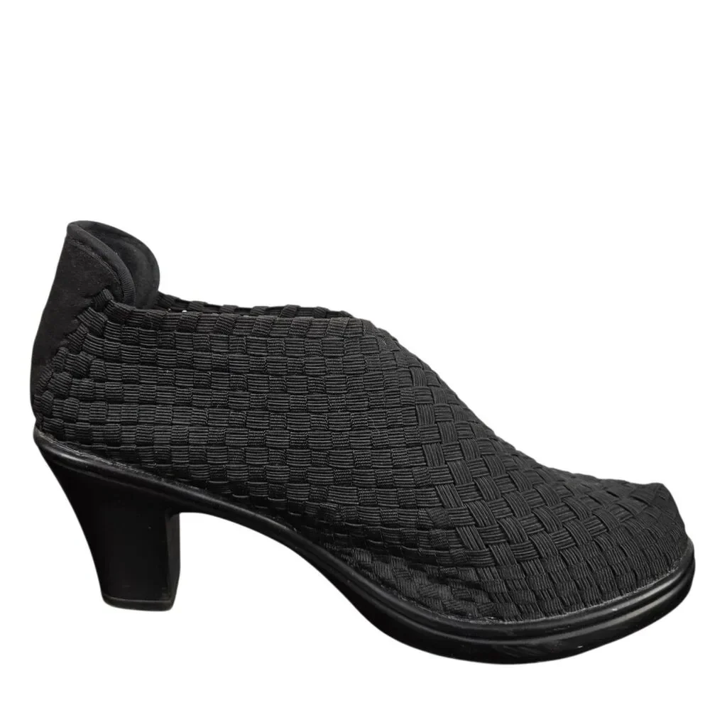 Bernie Mev Chesca Ankle Boots Sz 38 US 7.5 - 8 Black Woven Block Heel